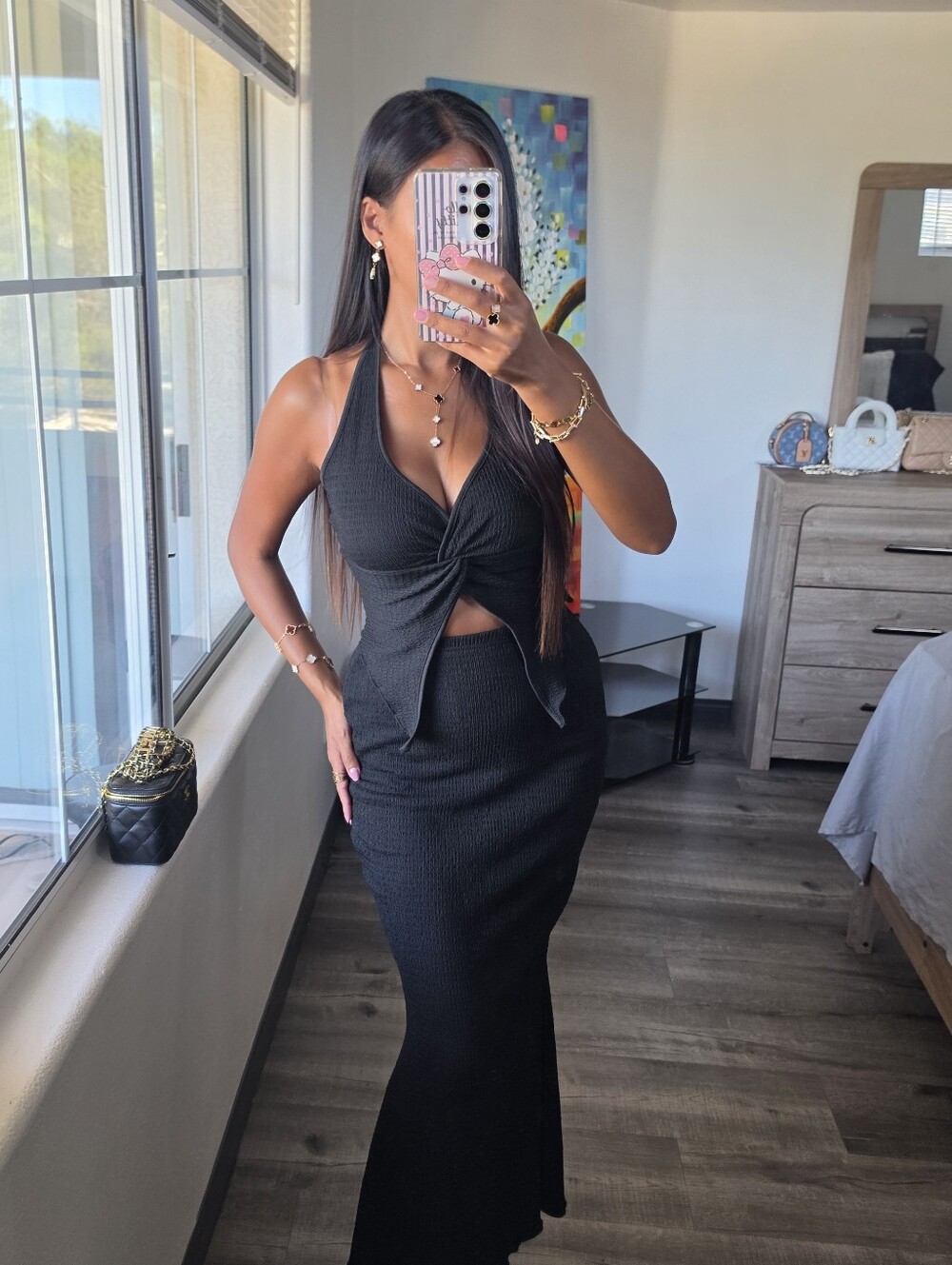 Chic Black Halter Cutout Maxi Dress - Picture 1 of 16